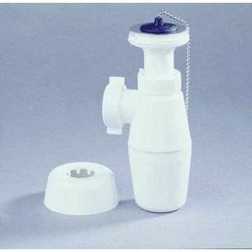 Dyka PP plugbekersifon met stop en rozet 32x1-1/4" wit