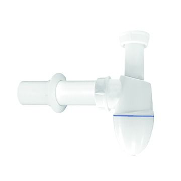 Dyka PP bekersifon met muurbuis en rozet, knel x binnendraad wit