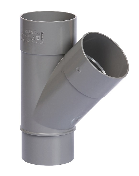 Pipelife PVC riool lijm T-stuk 45° 2xmof/1xspie
