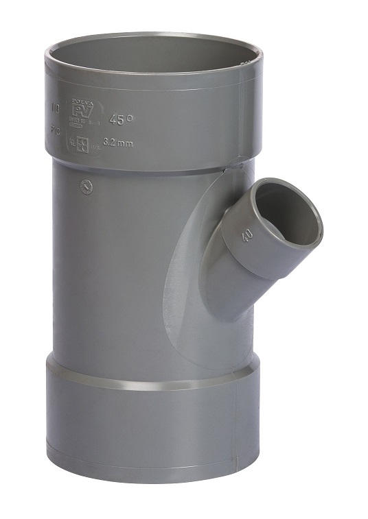 PL PVC riool lijm verloop T-stuk 45° 3xmof