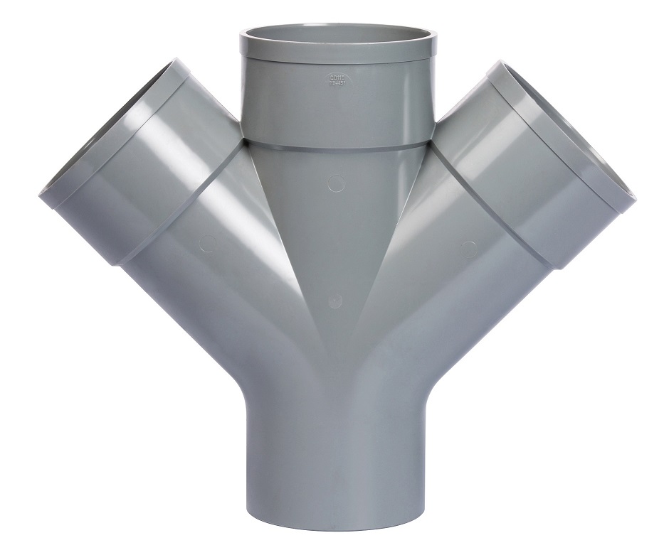 PL PVC riool lijm dubbel T-stuk 45° 3xmof