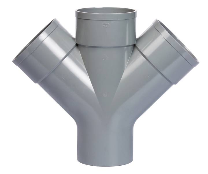 PL PVC riool lijm dubbel T-stuk 45° 3xmof