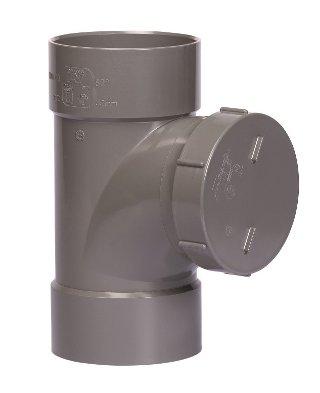 Pipelife PVC riool lijm T-stuk + schroefdeksel 2xmof