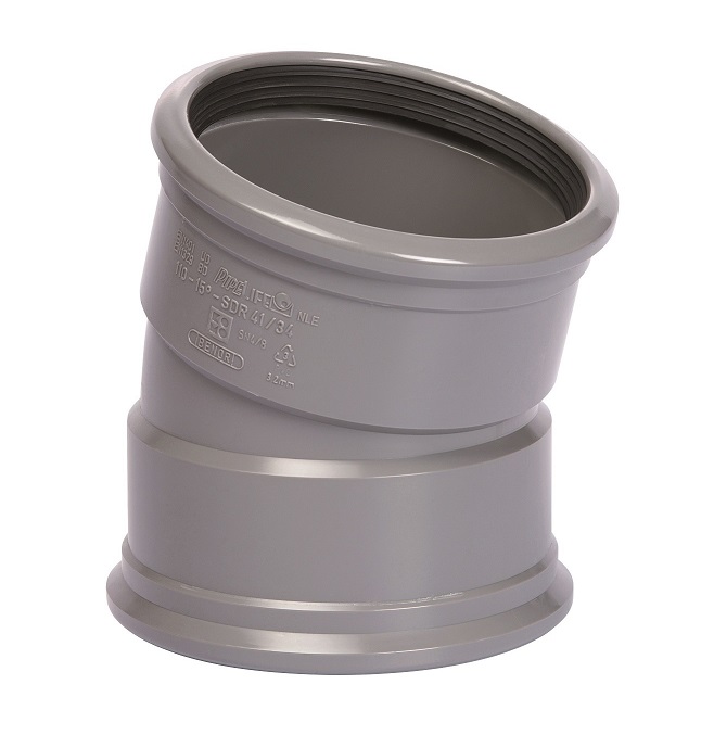 Pipelife PVC riool manchet SN4 bocht 15° 2xmanchet