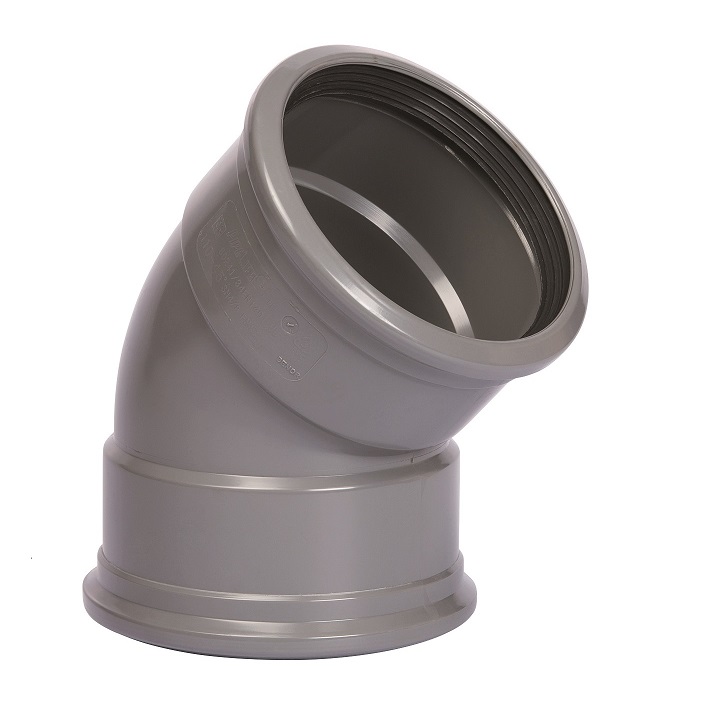 Pipelife PVC riool manchet SN4 bocht 45° 2xmanchet