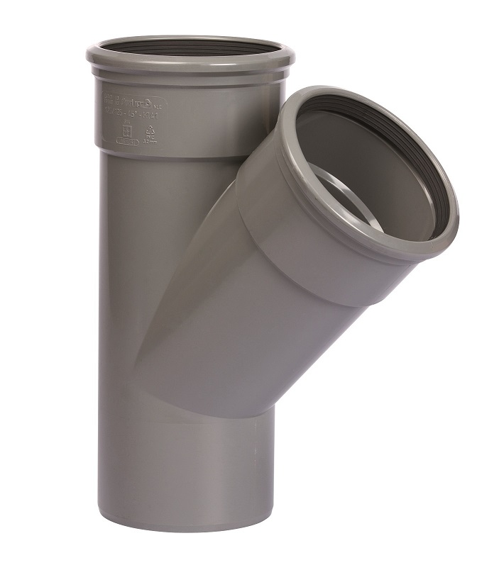Pipelife PVC riool manchet SN4 T-stuk 45° 2xmanchet/1xspie