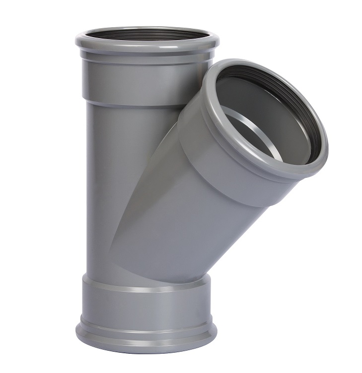 Pipelife PVC riool manchet SN4 verloop T-stuk 45° 3xmanchet