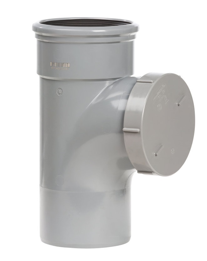 Pipelife PVC riool manchet SN4 ontstoppings T-stuk met schroefdeksel manchet/spie