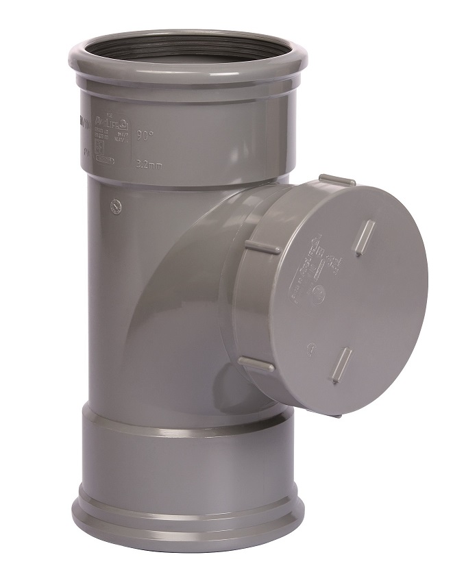 Pipelife PVC riool manchet SN4 ontstoppings T-stuk met schroefdeksel 2xmanchet