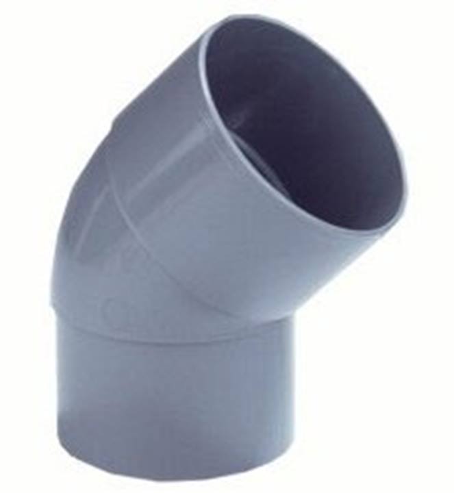 Dyka PVC HWA bocht grijs 45° mof/verjongd