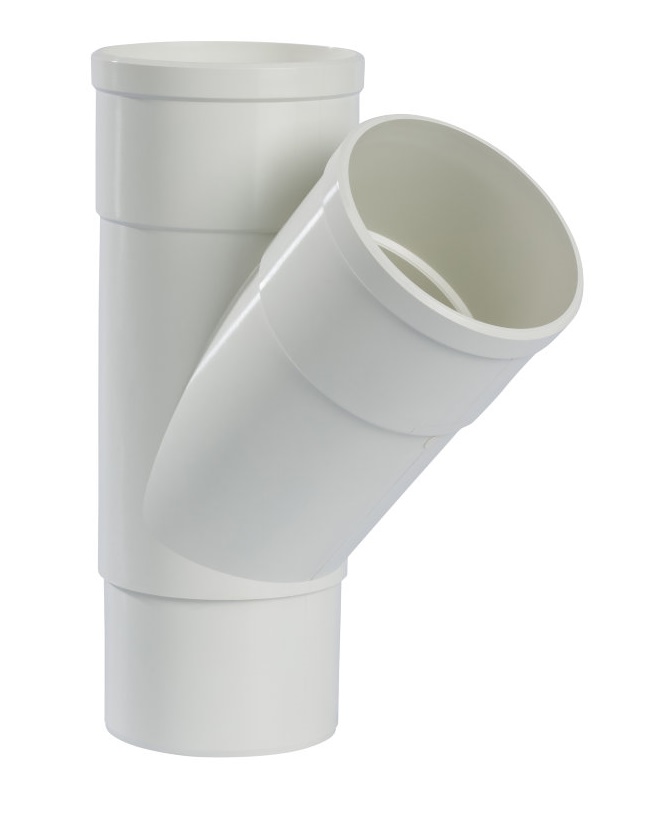 Dyka PVC HWA T-stuk wit 45° 2xmof/1xverj.
