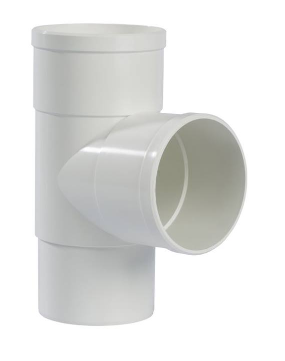 Dyka PVC HWA T-stuk wit 87° 2xmof/1xverj.
