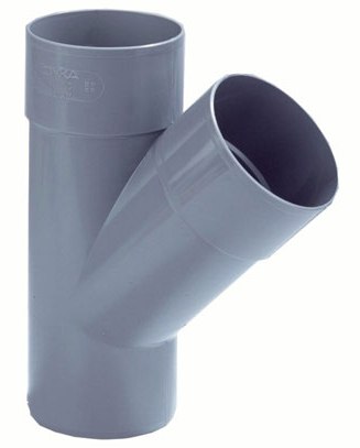 Dyka PVC HWA T-stuk grijs 45° 2xmof/1xspie