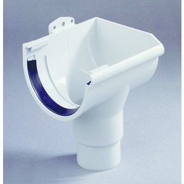 Dyka PVC einduitloop rechts met rubber mastgoot 120mm lichtgrijs