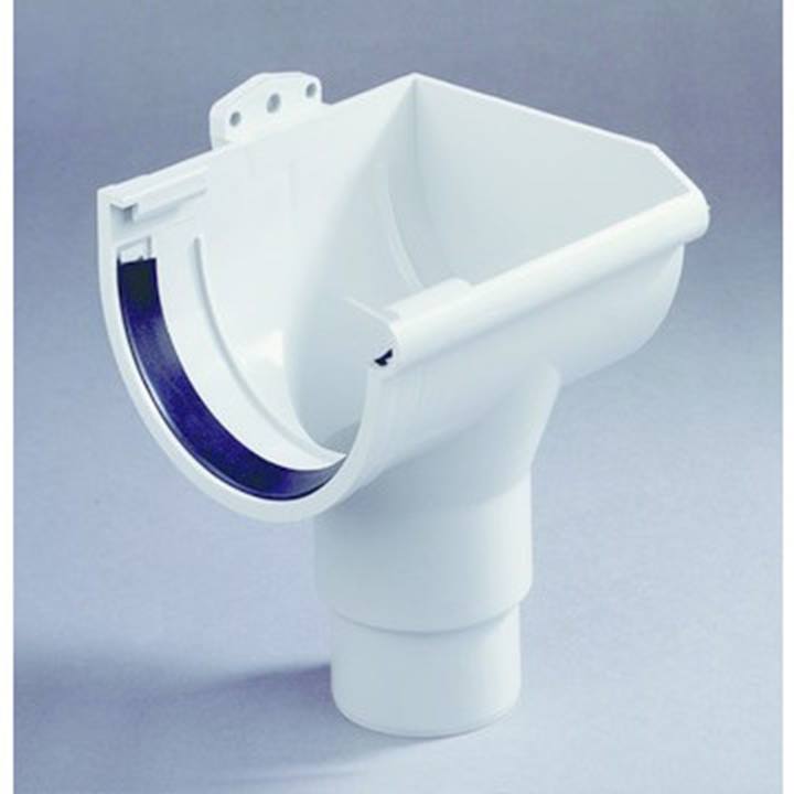 Dyka PVC einduitloop rechts met rubber mastgoot 120mm lichtgrijs