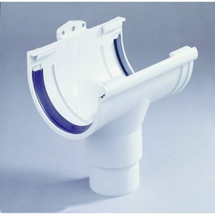 Dyka PVC middenuitloop met rubber mastgoot 120mm lichtgrijs