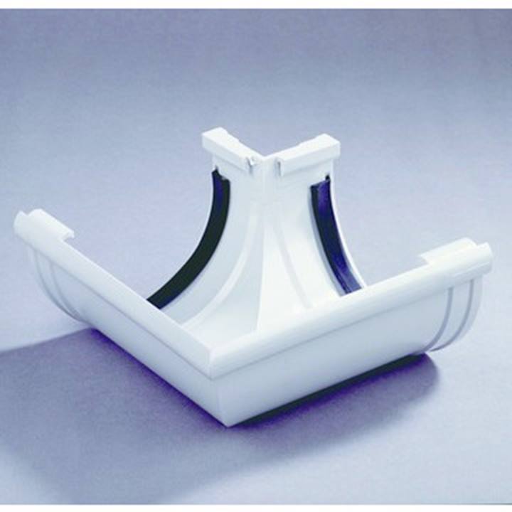 Dyka PVC buitenhoekstuk met rubber mastgoot 120mm lichtgrijs