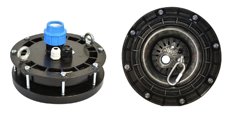 HDPE bronkop 160mm met PE doorvoer 63mm