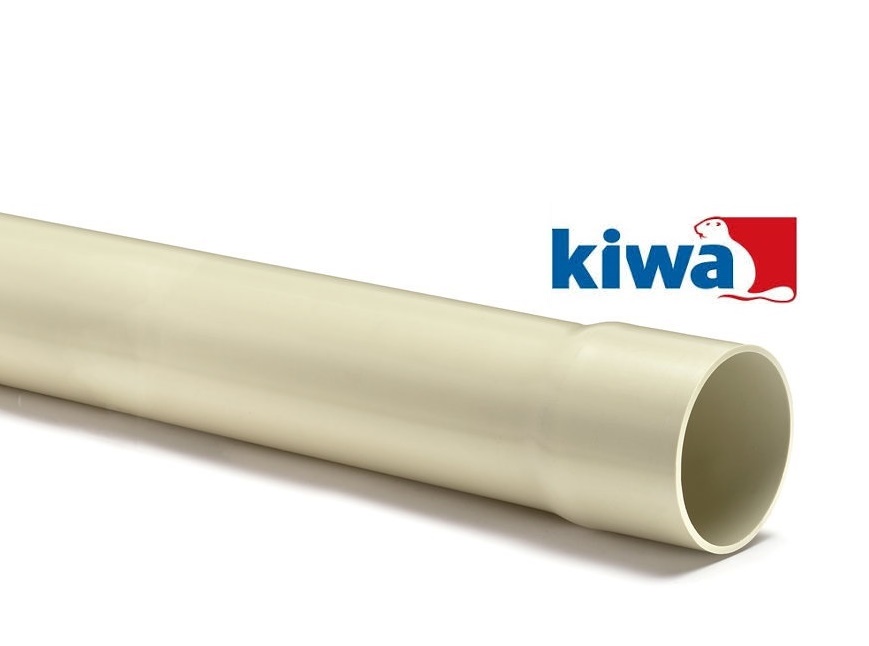 PVC drukbuis creme Kiwa gekeurd PN8 L=5 met lijmmof