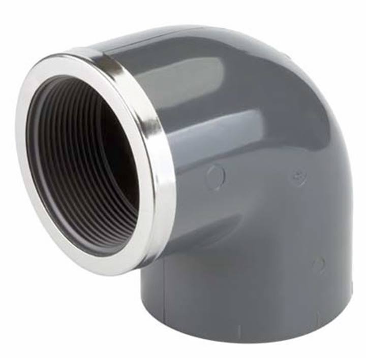 TP PVC HD schroef knie 90° lijm x bi.dr. met RVS ring