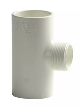 VDL T-stuk 90° lijm x draad x lijm wit