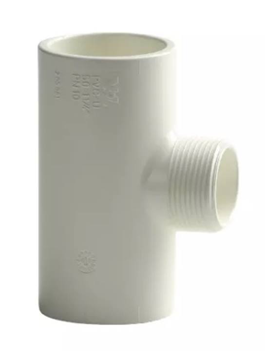 VDL T-stuk 90° lijm x draad x lijm wit