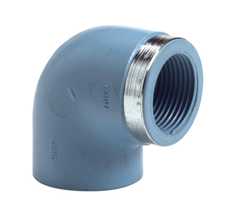 Girair PVC schroefknie 90° lijm x bi.dr. blauw