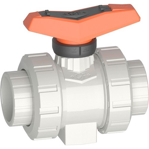 +GF+ PVC-FKM kogelkraan 546 Pro 2x lijm grijs PN10