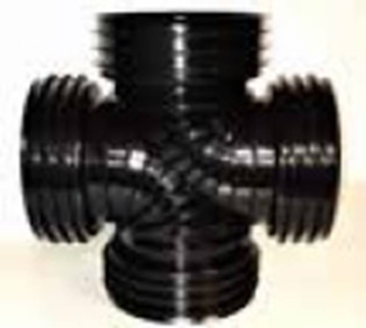 PE kruisstuk 90° 4x mof excl. rubber ring