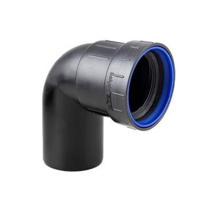 Dyka PP afvoer bocht 90° zwart manchet/spie