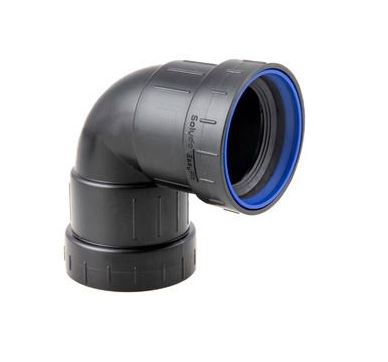 Dyka PP afvoer bocht 90° zwart 2x manchet