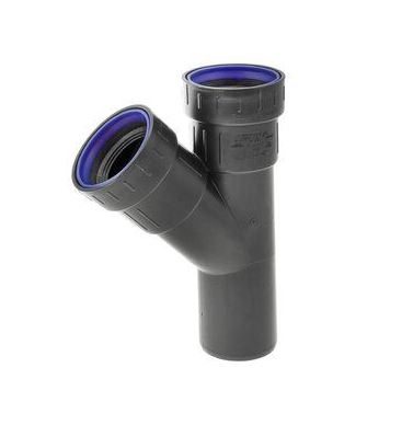 Dyka PP afvoer verloop T-stuk zwart 45° 2x ma