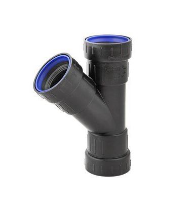 Dyka PP afvoer T-stuk zwart 45° 3x manchet