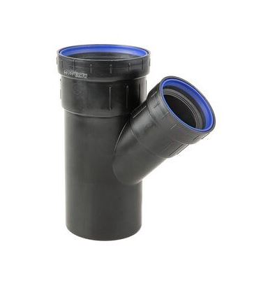 Dyka PP afvoer verloop T-stuk zwart 45° 3x ma