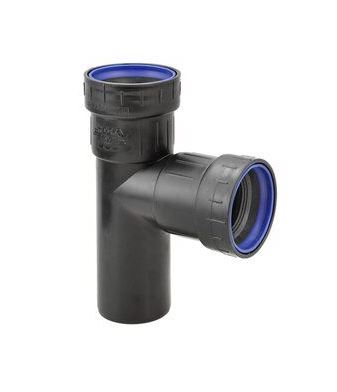 Dyka PP afvoer T-stuk zwart 90° 2x manchet/sp