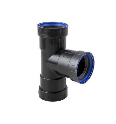 Dyka PP afvoer T-stuk zwart 90° 3x manchet
