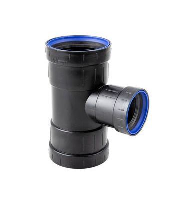 Dyka PP afvoer stroom T-stuk zwart 90° 2x ma