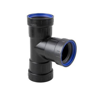 Dyka PP afvoer stroom T-stuk zwart 90° 3x ma