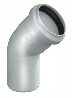 Dyka PP afvoer bocht 45° wit manchet/spie