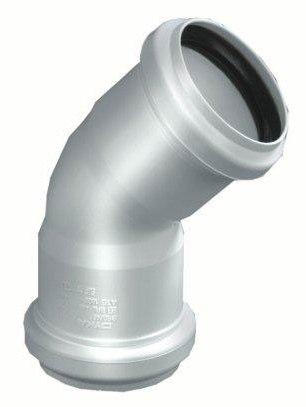 Dyka PP afvoer bocht 45° wit 2x manchet