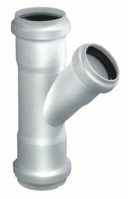 Dyka PP afvoer T-stuk wit 45° 3x manchet
