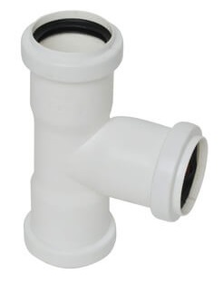 Dyka PP afvoer T-stuk wit 90° 3x manchet