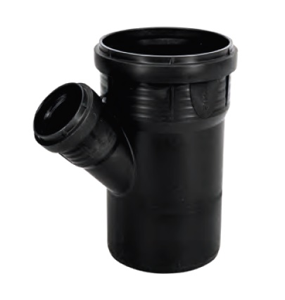 Pipelife PP Master 3 plus geluidsarm, PP verloop T-stuk 45° 2xmanchet/1xspie