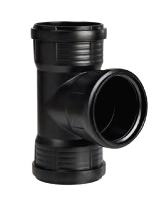 Pipelife PP Master 3 plus geluidsarm, PP T-stuk 87° 3xmanchet