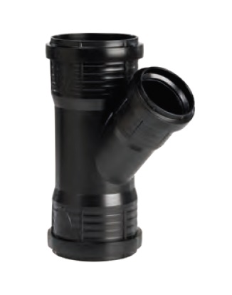 Pipelife PP Master 3 plus geluidsarm, PP verloop T-stuk 87° 3xmanchet