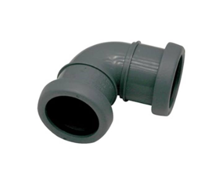 Pipelife Topfit PP bocht 90° 2xmanchet grijs