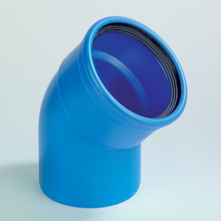 Dyka Sono PVC bocht 45° blauw manchet/spie