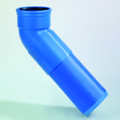 Dyka Sono PVC verlengde bocht 45° blauw manchet/spie