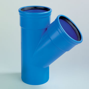 Dyka Sono PVC T-stuk 45° blauw 2xmanchet/spie