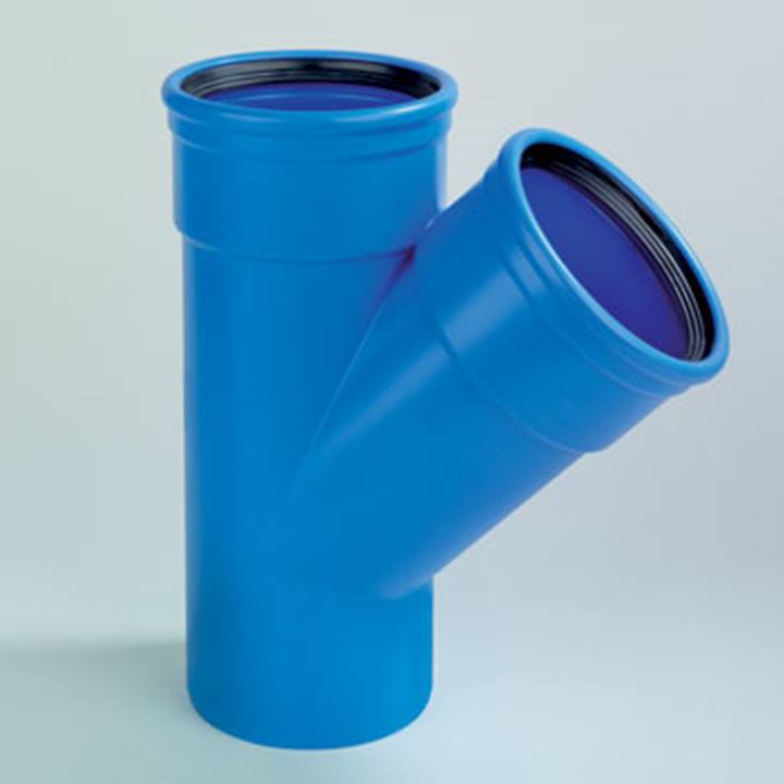 Dyka Sono PVC T-stuk 45° blauw 2xmanchet/spie